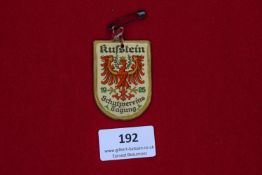 Shooting Festival Badge, Kufstein 1925, a printed card badge with heraldic eagle, inscribed “