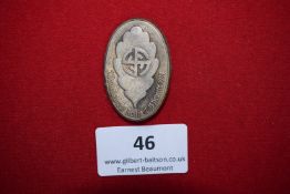 German Gymnastics Festival Badge, Aussig 1927, an oval bronze-coloured pressed badge with oak leaf