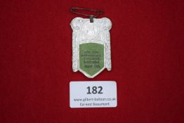Shooting Festival Badge, Crottendorf 1925, a pressed card badge with silvered border and green