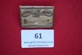 PWV Höcherberg Badge, 1934, a rectangular bronze-coloured pressed badge depicting eagle in flight