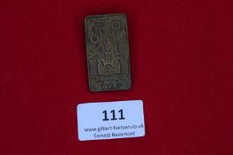 St. Wendel City Anniversary Badge, 1932, a rectangular bronze badge depicting the town monument,