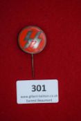 SS Stickpin, a small circular red enamel stickpin displaying the SS runes in silver.