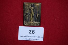 Saar Badge, “Unsere Kinder bleiben deutsch”, a rectangular bronze-coloured pressed badge,