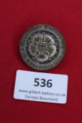 Deutscher Luthertag Badge 1933, a circular silvered pressed-tin badge with Luther rose motif and