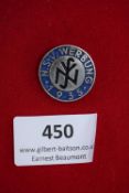 NSV Werbungsabzeichen, 1935, a circular enamel badge in blue and white, inscribed “N.S.V. Werbung