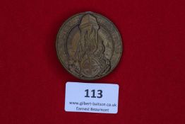 Day Badge, Frankfurt 1934, a large round bronze badge with swastikas to the border, central column