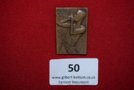 Saxon Workers’ Sports Festival Badge, Dresden 1928, a rectangular bronze badge by Glaser & Sohn,
