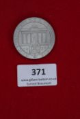 NSKOV Rally Badge, Berlin 1937, a large circular pressed alloy badge showing the Brandenburg Gate