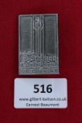 Schützen und Volksfest Badge, Schützenburg, a rectangular grey-finish badge inscribed “