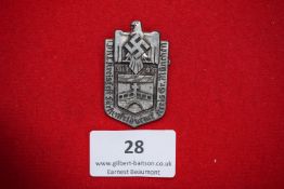 District Festival Badge, München 1937, a silvered shield-shaped badge surmounted by eagle and