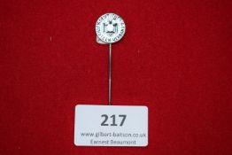 Deutscher Schützen-Verband Stickpin, circular enameled badge with eagle over target, surrounded by