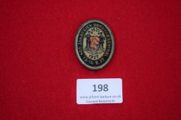 Oberwiesenthal 400th Anniversary Badge, oval coloured fabric insert badge dated 1527–1927.