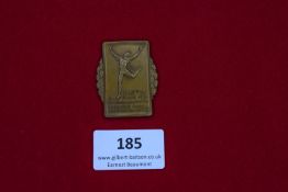 Arbeiter Turn- und Sportbund Badge, Hartha 1924, a large bronze rectangular plaque with athlete in