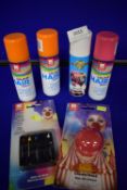 4x Coloured Hair Sprays, 1x Pack of Make-Up Sticks, and Clown Nose