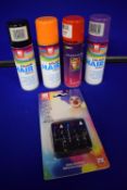 4x Coloured Hair Sprays and 1x Pack of Make-Up Sticks