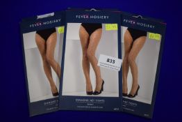 3x Fever Khaki Diamond Net Tights