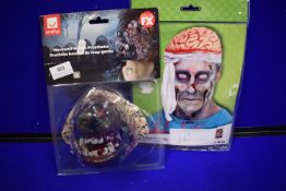 Werewolf Mouth Prosthetic, and a Bandaged Bloody Brain Hat