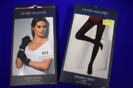 Fever Black Opaque Tights and Black Gloves with Bow