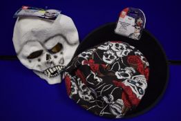 Latex Skull Mask, and Day of the Dead Top Hat
