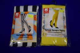2x Smiffys Tights - 1x Yellow, and 1x Harlequin