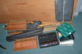 Assorted Pool Cues, Racks, Balls, etc.