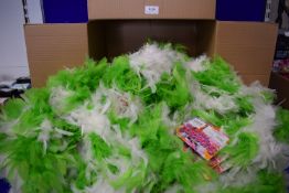 Large Quantity of Green & White Feather Boas