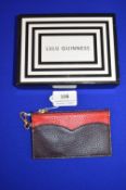 Lulu Guinness Coin Purse in Grainy Aubergine Leather with Packaging (new)