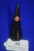 9ct Gold Ring Set with Single Oval Coral 1g