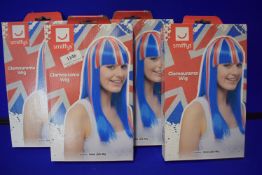4x Smiffys Union Jack Glamourama Wigs