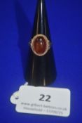 9ct Gold Dress Ring Set with Single Oval Amber Sto