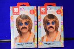 2x Smiffys Men’s 60’s Hippie Kits in Brown
