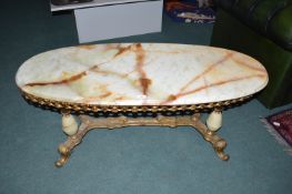 Marble Topped Brass Coffee Table
