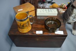 Wooden Box, Collectibles, Dominoes, etc.