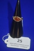 9ct Gold Dress Ring with Single Oval Amber Stone 1