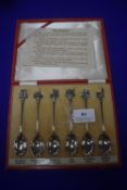 Cased Set of 6 Hallmarked Silver This England Tea