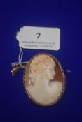 Large Oval Cameo Brooch with 9ct Gold Mount - Incl