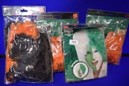 5x Smiffys Black & Orange Team Spirit Afro Wigs