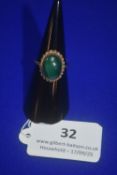 9ct Gold Ring Set with Single Malachite 3.6g