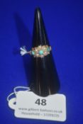 9ct Gold Dress Ring Set with Seed Pearl & Turquois