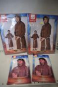 2x Men’s Monk Costumes Size: L, and 2x PVC Monks Cross Necklaces