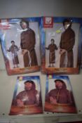 2x Men’s Monk Costumes Size: L, and 2x PVC Monks Cross Necklaces