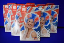 Six Union Jack Afro Wigs