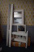 Child’s Single White Painted Pine Bed Frame, and Two Mirrors