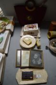 Vintage Pottery, Knitting Bag, and Photo Frames