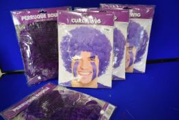 5x Purple Curly Wigs