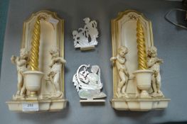 2x Candle Wall Sconces, and 2x Indian Mother of Pearl Decorations