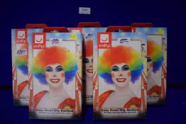 5x Smiffys Crazy Clown Rainbow Wigs