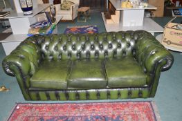 Green Leather Chesterfield Sofa (requires castors)