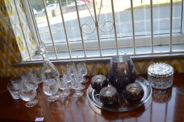 Cut Glass Lead Crystal Decanter and Glassware