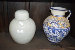 Painted Jug, and a Lidded Pot